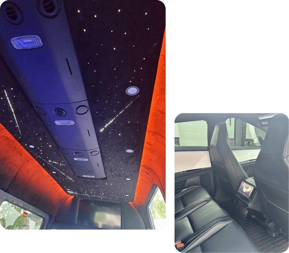 Modern van seats with tablet display