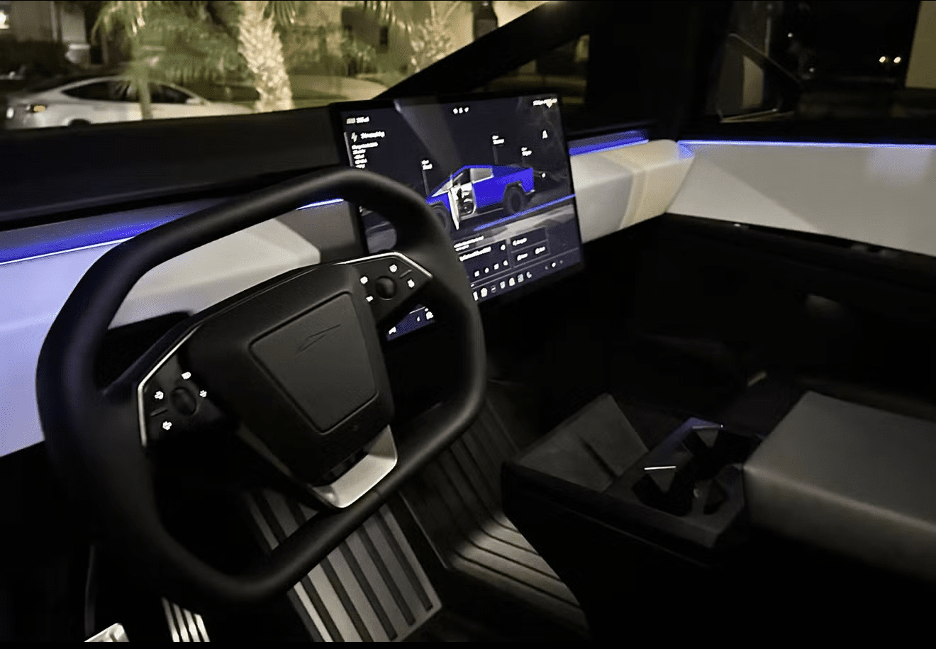 Sleek steering wheel and touchscreen display